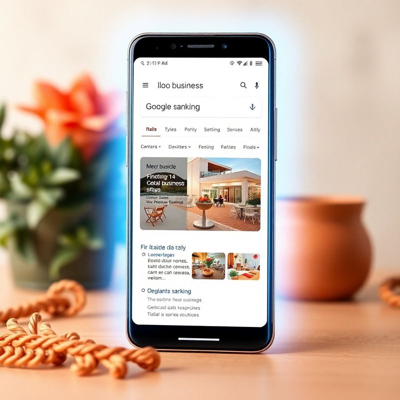 Mockup di risultato di ricerca Google su smartphone con prima posizione organica